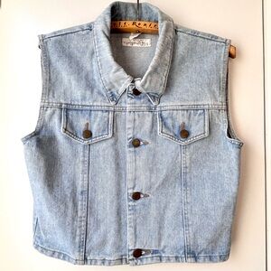 Geoffrey Beene Vtg Denim Vest Light Blue